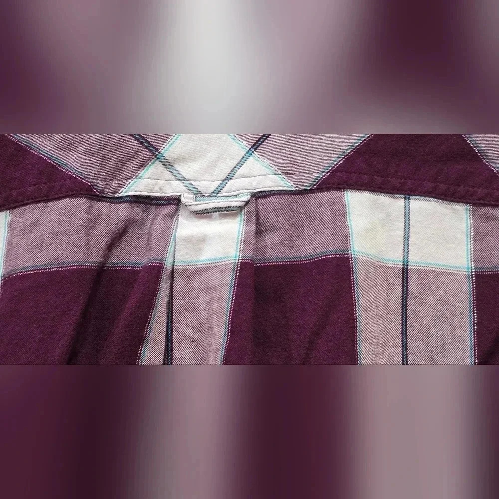 Sonoma Goods For Life®, Size L, Everyday Flannel Shirt Purple Plaid - Picture 8 of 14